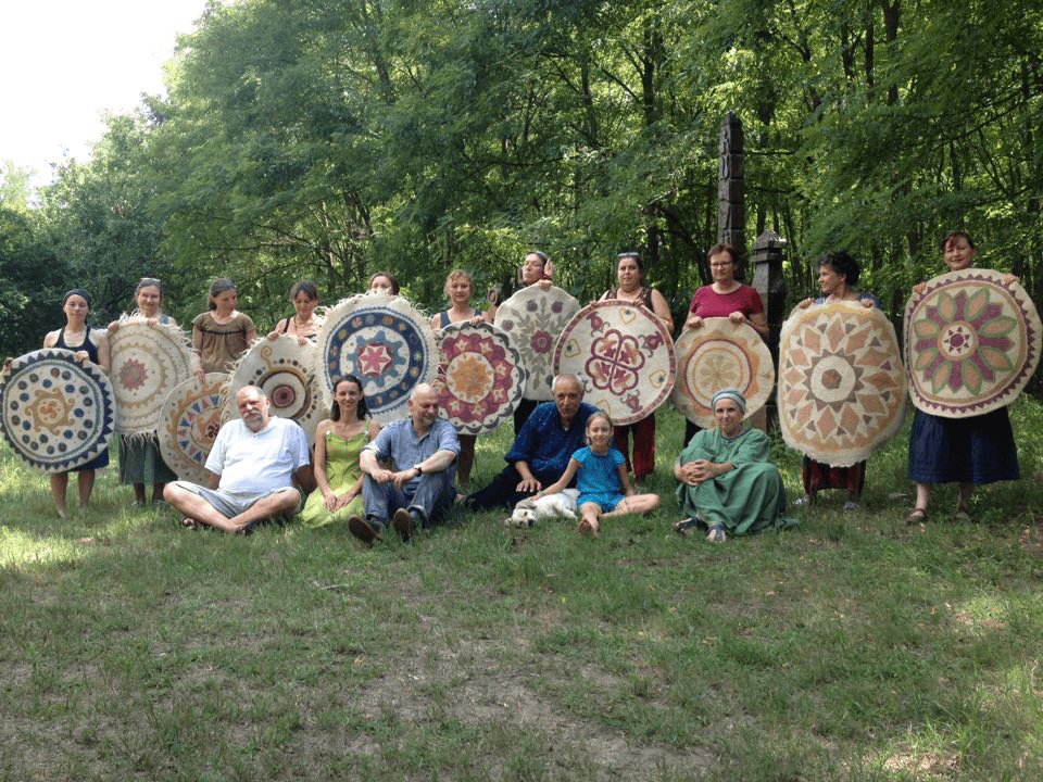 A workshop in Hungary where István Vidák introduced us to felt rug making. Working altogether was a life-changing experience.